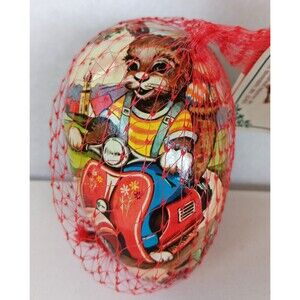 Vintage Papier Mache Easter Egg 4.5” Handcrafted in West Germany Orig Pkg Eckerd